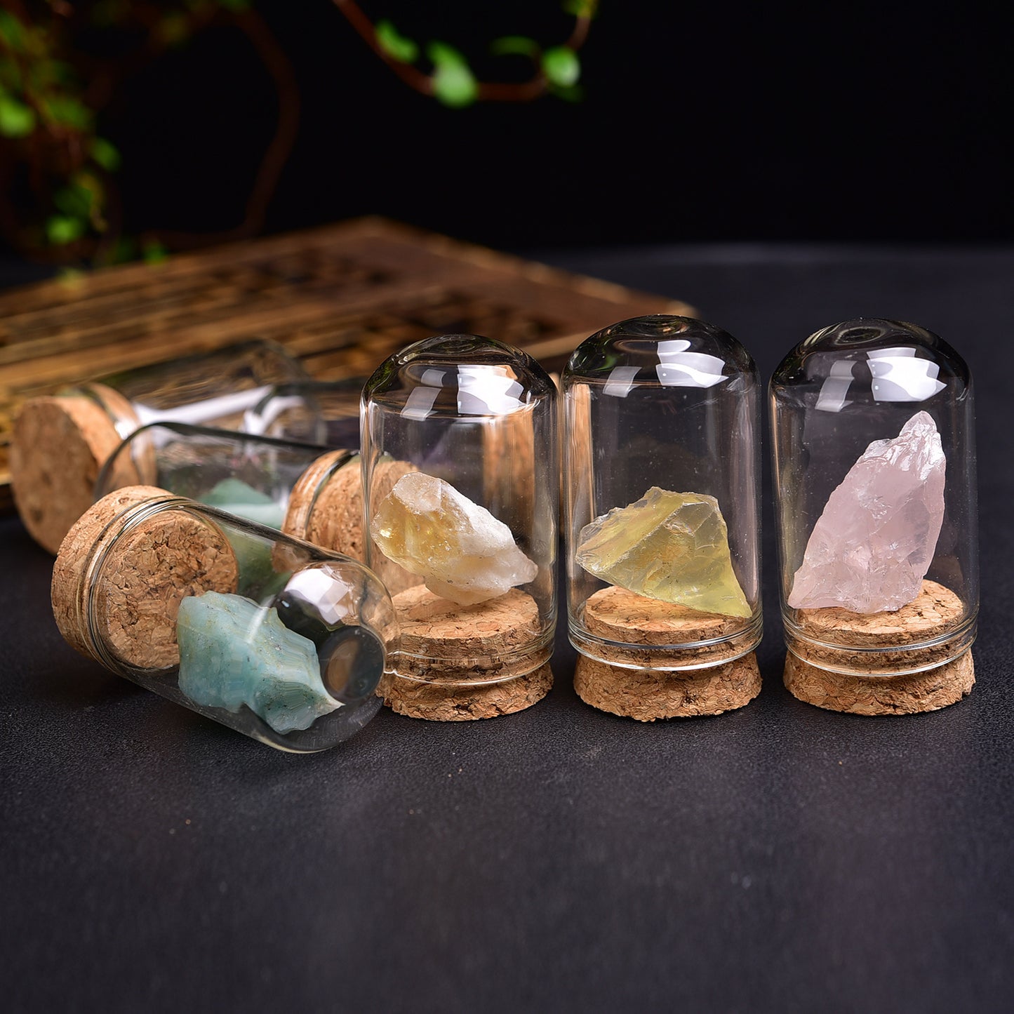 Natural Crystal Raw Stone Gift Box (25 Natural Mineral Set (Includes Wooden Box)