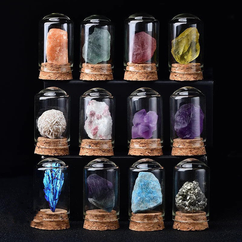 Natural Crystal Raw Stone Gift Box (25 Natural Mineral Set (Includes Wooden Box)