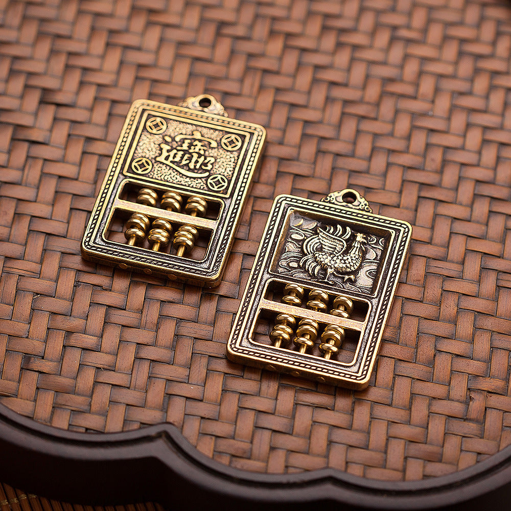 Brass Abacus Pendant with Zodiac Animals for Wealth and Prosperity
