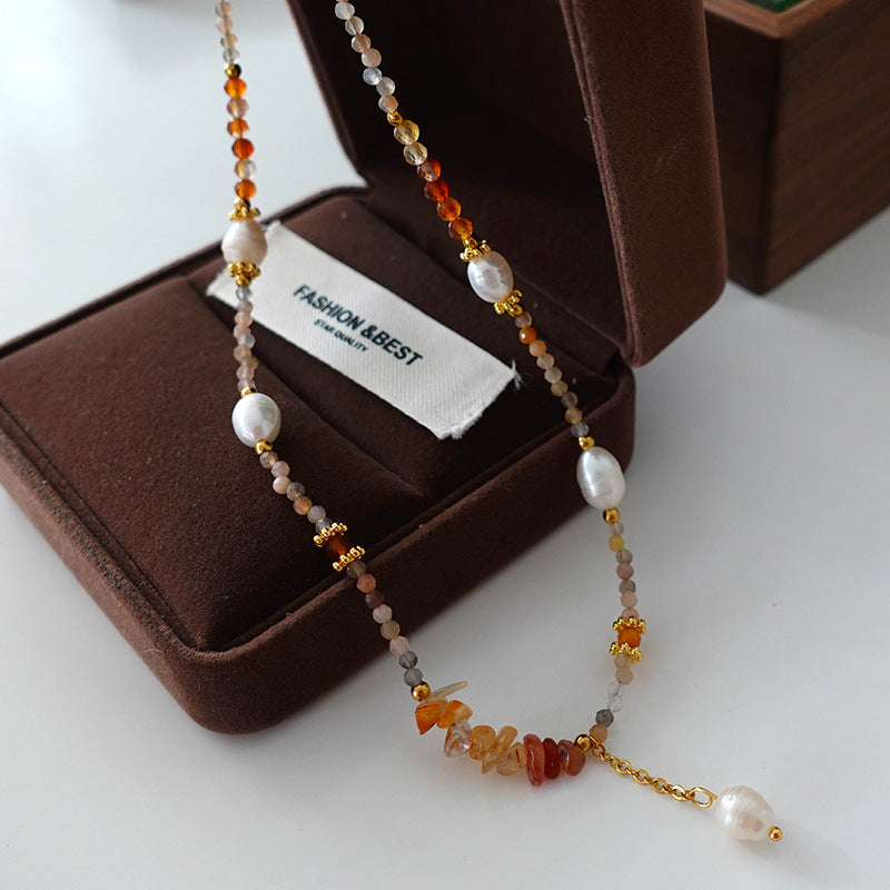 New China Style Natural Pearl and Jade Necklace