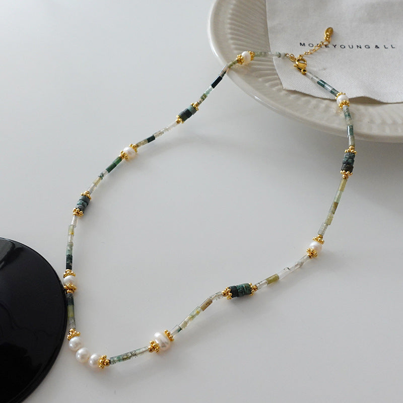 New China Style Natural Pearl and Jade Necklace