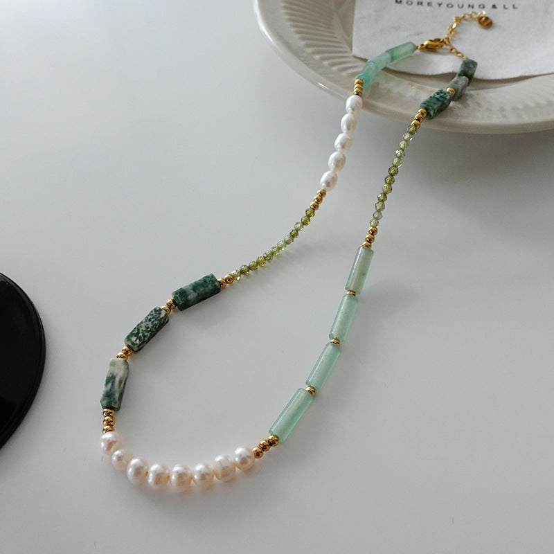 New China Style Natural Pearl and Jade Necklace