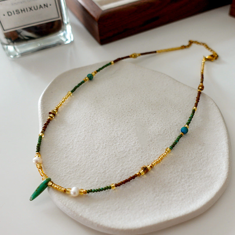 New China Style Natural Pearl and Jade Necklace