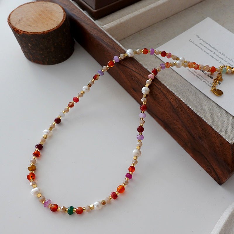 New China Style Natural Pearl and Jade Necklace