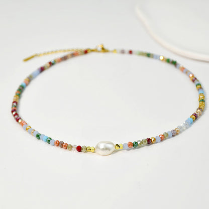 Multicolored Crystal Beaded Necklace