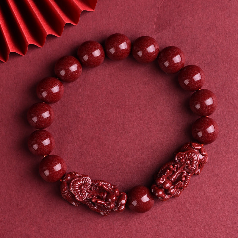 Natural Cinnabar Pixiu Bracelet