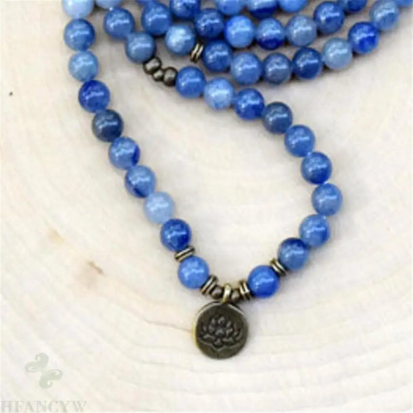 8mm Blue jade Gemstone 108 Beads Mala Bracelet pendant Chakas MONK fengshui natural Wrist Lucky Buddhism yoga cuff Healing