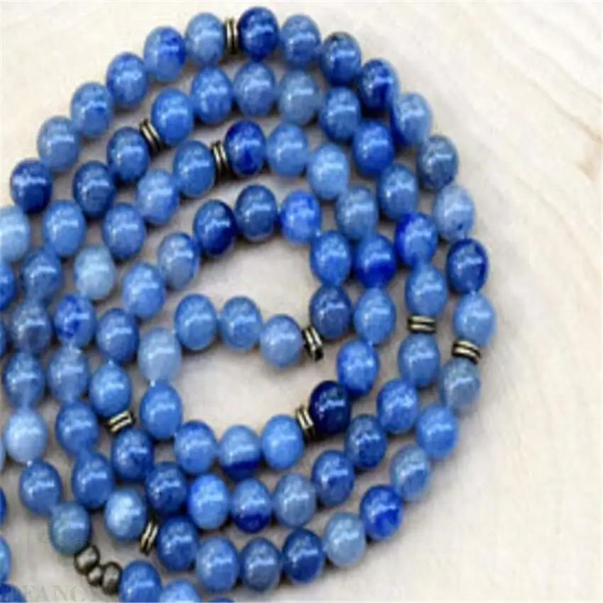 8mm Blue jade Gemstone 108 Beads Mala Bracelet pendant Chakas MONK fengshui natural Wrist Lucky Buddhism yoga cuff Healing