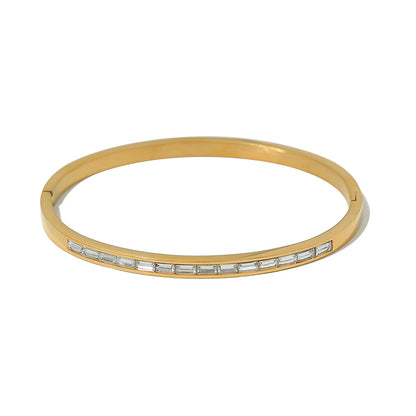 White Diamond Minimalist Plain Band Ring Bracelet Collection