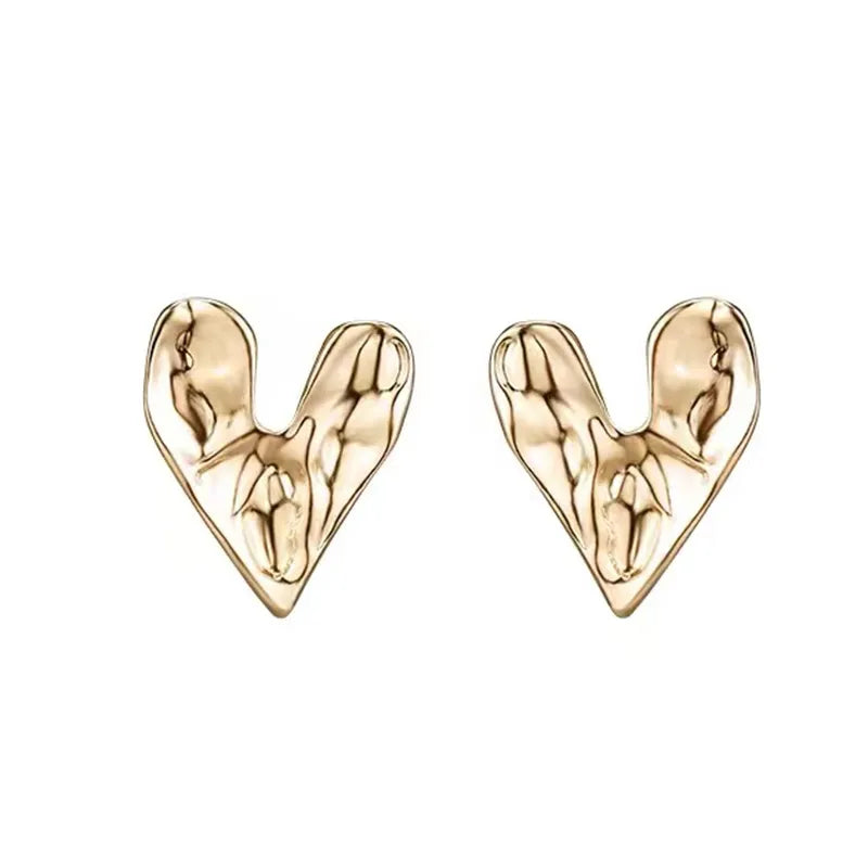 New European and American Metal Concave and Convex Heart-shaped Earrings