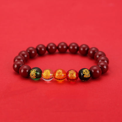 Cinnabar Five-Way Wealth God Bracelet