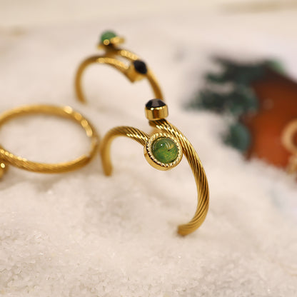 Light Luxury Natural Peacock Green Turquoise Ring