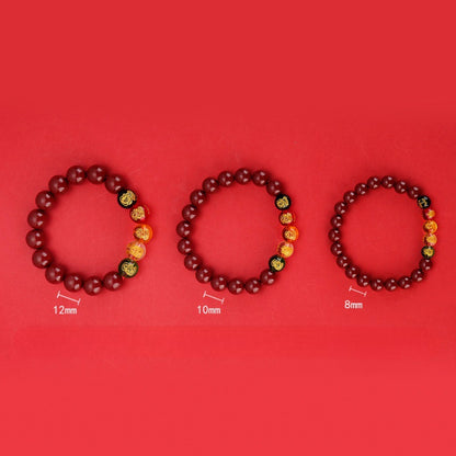 Cinnabar Five-Way Wealth God Bracelet