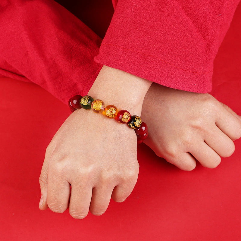 Cinnabar Five-Way Wealth God Bracelet