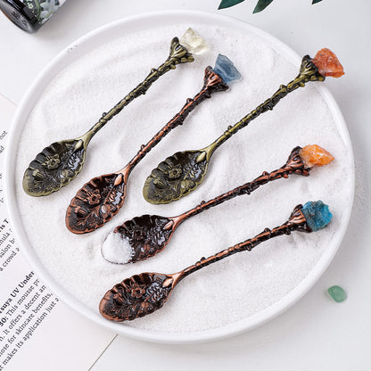 Carved Crystal Raw Stone Spoon (Set of 6)