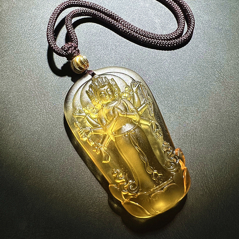 Ancient Glazed Glass Marici Bodhisattva Pendant