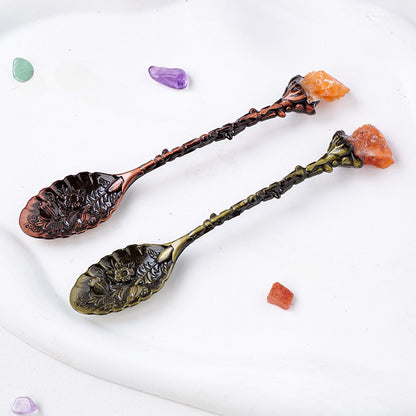 Carved Crystal Raw Stone Spoon (Set of 6)